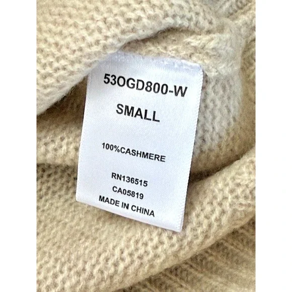 One Grey Day Cashmere V Neck Oatmeal Orange Stitch Sweater Size Small NWT $378 - Picture 5 of 8